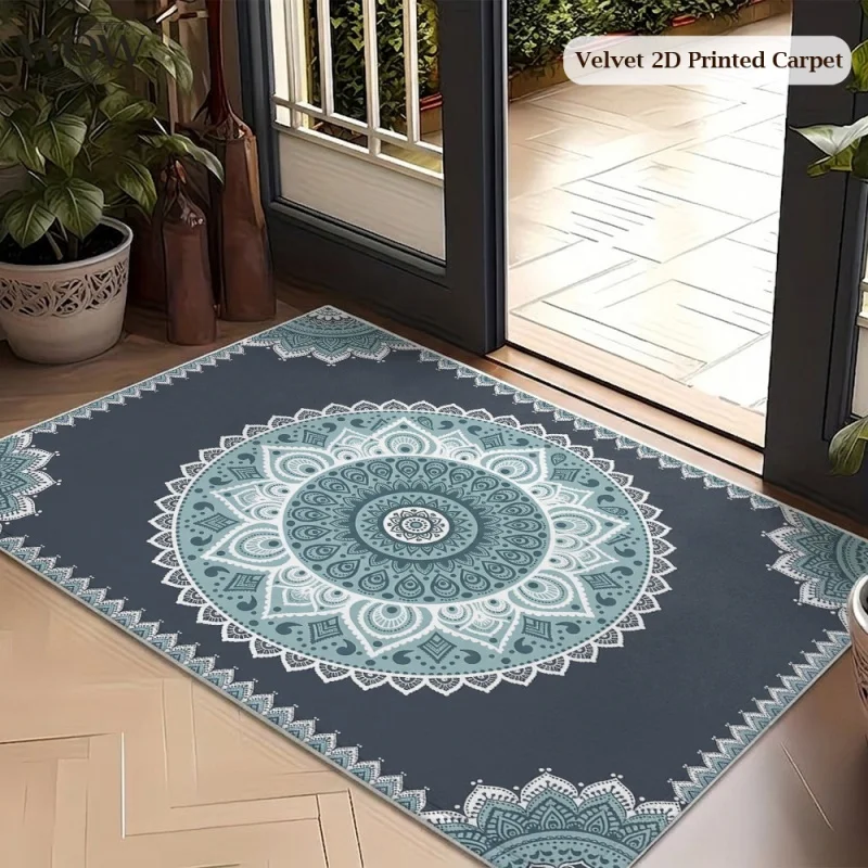 Mandala Boho Floral Pattern Doormat Non Slip Front Entrance Floor Mat Bohemian Home Decor