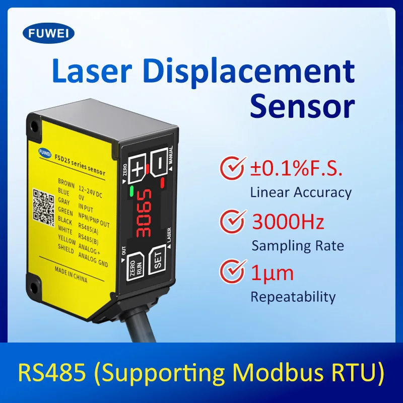 FSD25 LED digital screen Analog voltage 0-10V High precision 0.01mm Laser Displacement Measurement Sensor