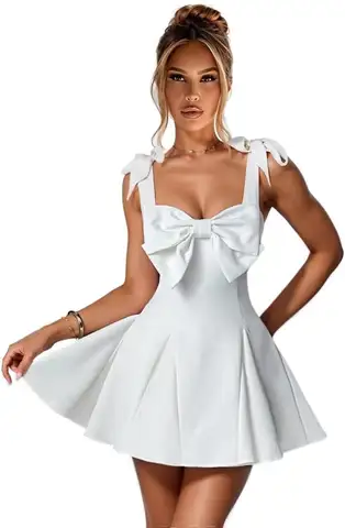 Axelbandslösa homecoming-klänningar för tonåringar med rosett, satinveckad, a-linjeformad mini, formell festklänning, cocktailklänningar, kort balklänning 8 best sales semiformella klänningar för tonåringar - №4