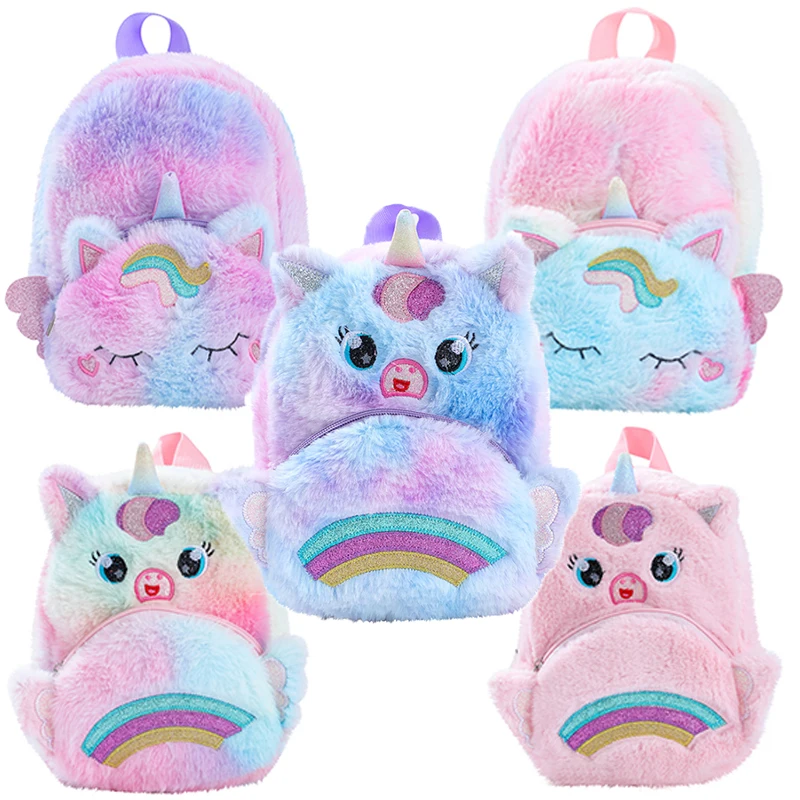 

1 Pc Girls Cute Cartoon Plush Unicorn Children'S Chest Bag Shoulder Crossbody Bag, Colorful Plush Storage Bag For Daily