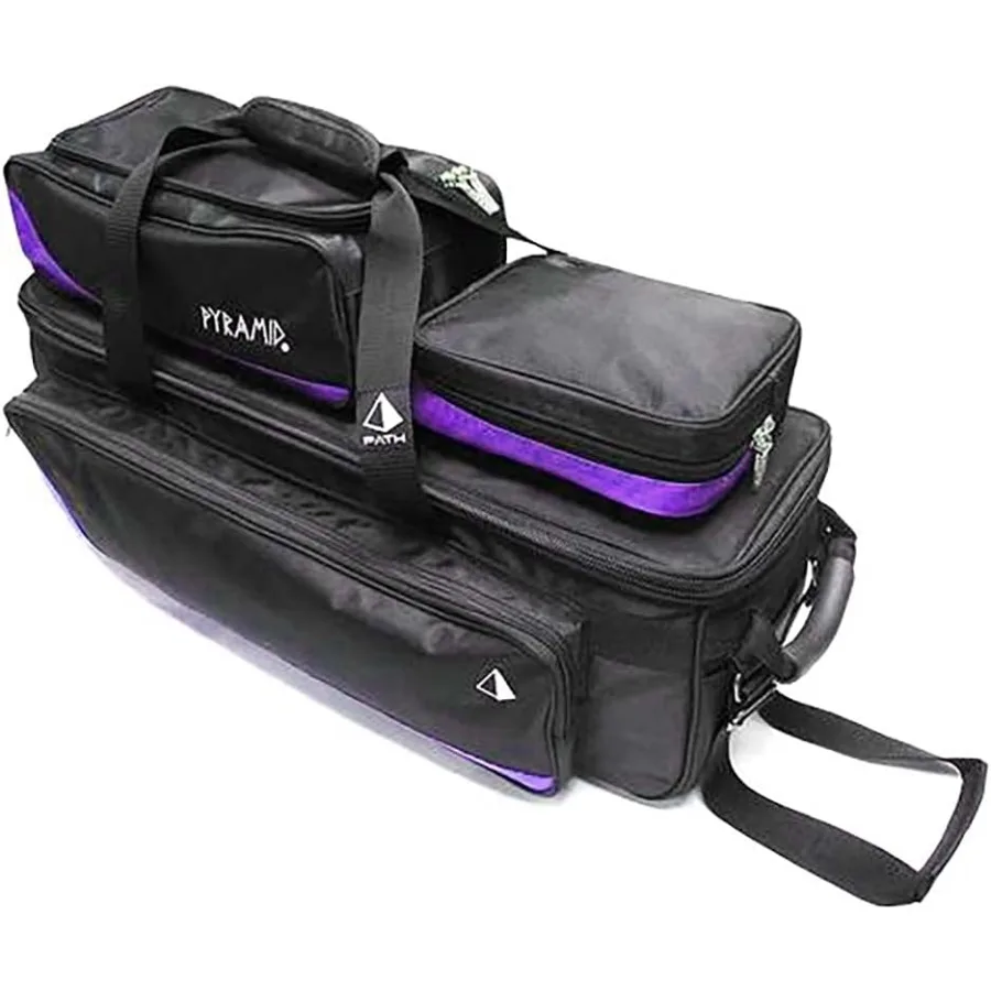 

Pyramid Path Triple Tote Roller Plus Bowling Bag with Detachable Shoe Bag Fits US Mens Size 15 Accessory and Side Pocket Lightw