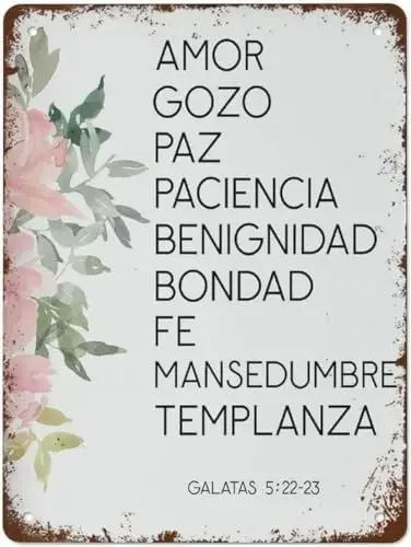 Metal Vintage Tin Sign Spanish Bible Verse Quote Print Christian Cute Gift Bedroom Retro Novelty Cafe Store T