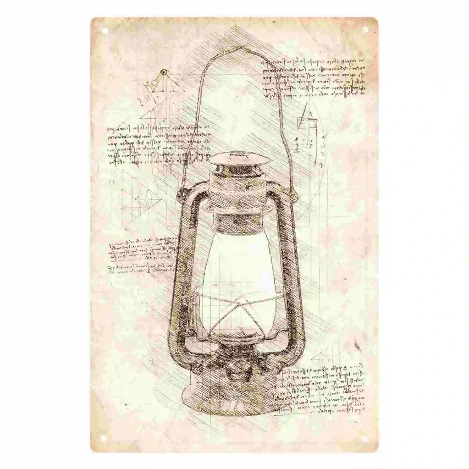 2D FLAT 1pc Vintage Sketch Lantern Art Print Decoration for Home Cafe Bedroom Living Room And Study