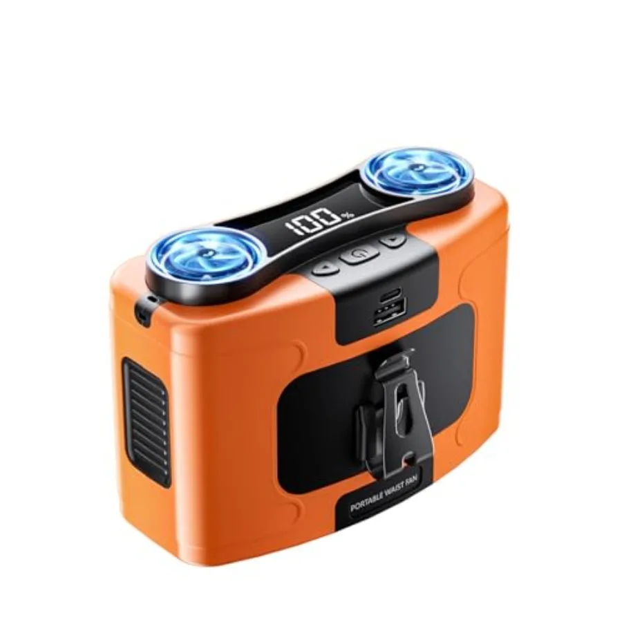 

Doublepow 20000mAh Personal Waist Fan USB Rechargeable Clip The Waist For Working 10 Speed and 40H Cooling and Heatstroke Preve
