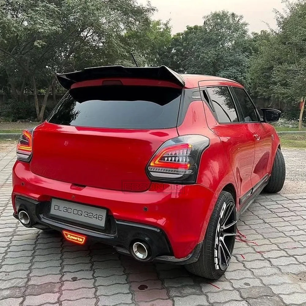 For Maruti Suzuki Swift 2018-2024 Batman Style Rear Spoiler High Quality ABS Plastic Gloss Black Tail Roof Spoiler Top Wing