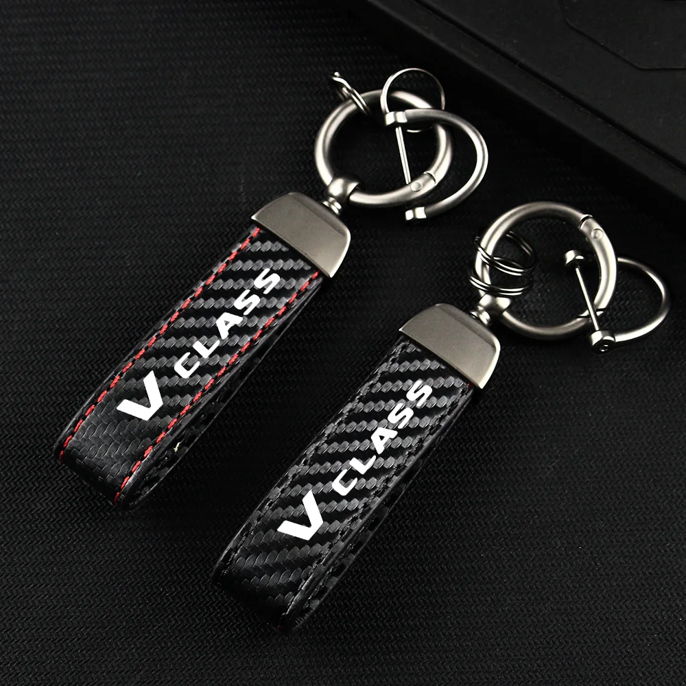 

Carbon Fiber Leather Alloy Rope Car Keychain Key Chain Pendant Keyring Horseshoe Buckle For Benz V class SPRINTER VIANO VITO