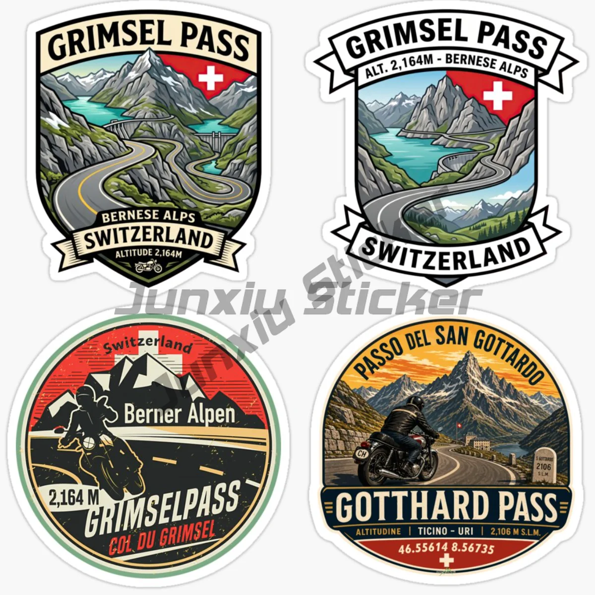 Grimsel Pass Swiss Alps Switzerland Car Motorcycle Bike Waterproof Weatherproof UV Vinyl Self-adhesive Decals