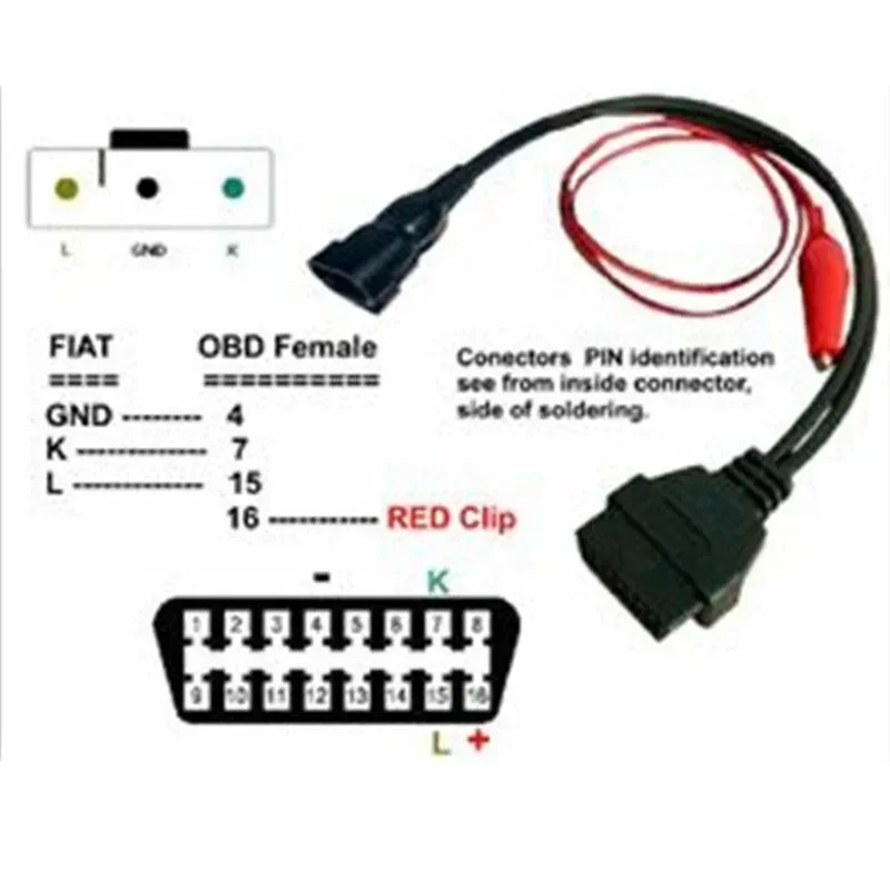 For Alfa Lancia OBD 3 Pin  To OBD2 16 Pin Connector OBDII Obd-II Adapter Auto Car Cable Obd for Fiat 3pin with Elm 327 V2.1 OBD