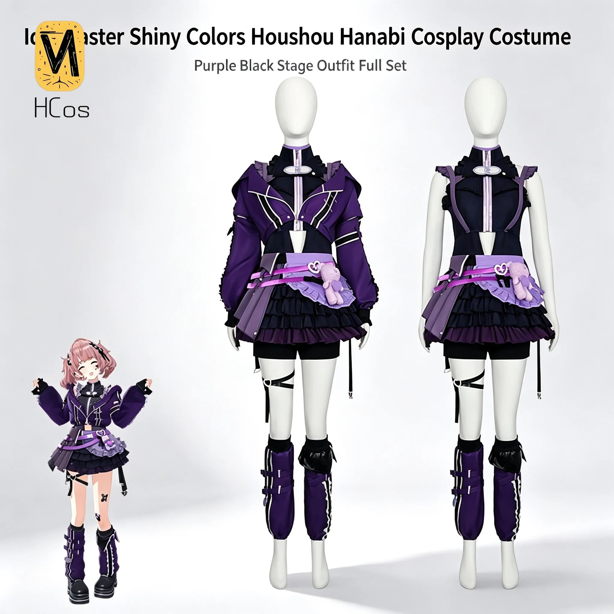 Handmade Cos Outfit: THE IDOLM@STER Shiny Colors Haruki Yuita Black Star Group Cosplay Costume FullSet Stage Performance Clothes