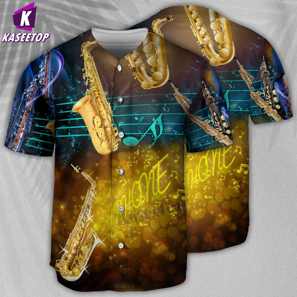 Saxophone Music All Night Men 3D Print Baseball Jersey Shirt Adult Summer Tee Shirt Men's Hip Hop Tops Tee Oversized Streetwear