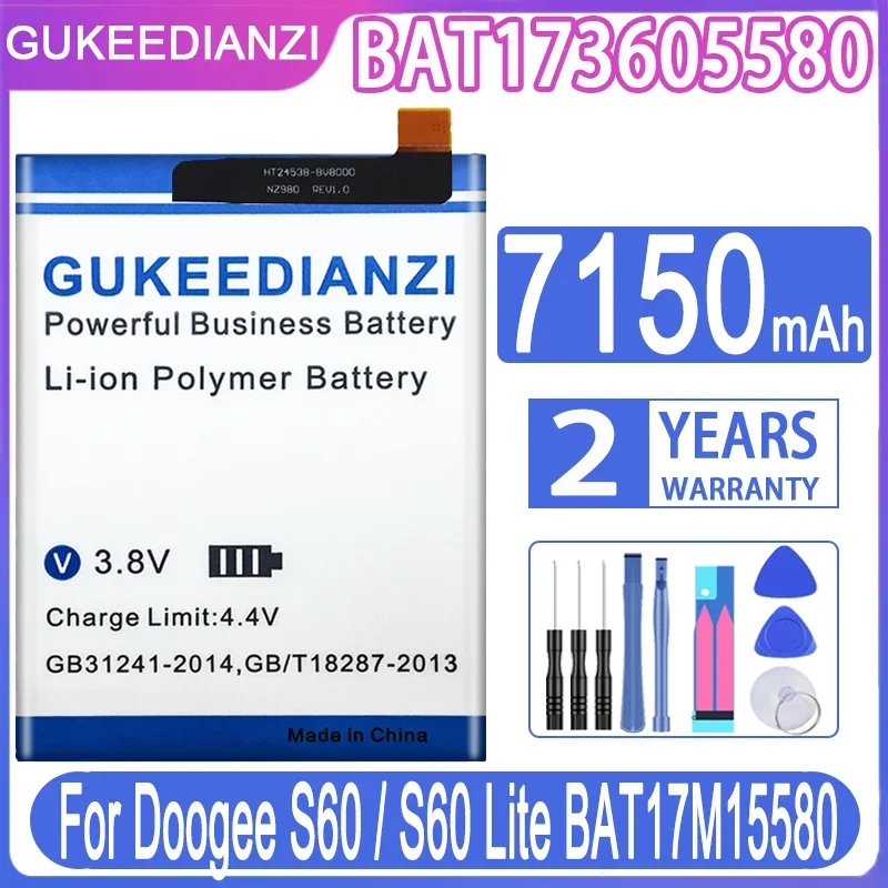 

Аккумулятор GUKEEDIANZI Для DOOGEE S60 S 60/S60 Lite S60Lite 7180mAh BAT17M15580 BAT173605580 мобильный телефон Batteria + Подарочные инструменты