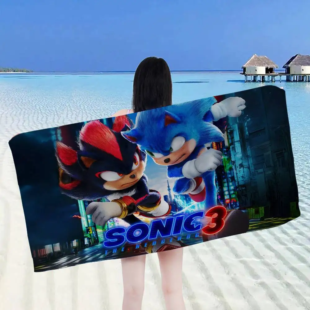 S-Sonic the Hedgehog Cartoon Microfiber Beach Towel Absorbent Quick dry Soft Yoga Swimming Resort Mountain Climbing Towel