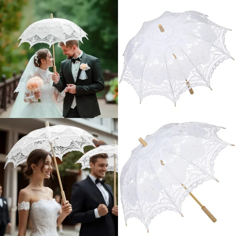 

Lace Umbrella Parasol Vintage Wedding Bridal Umbrella for Decoration Photo Lady Costume 1920s Party