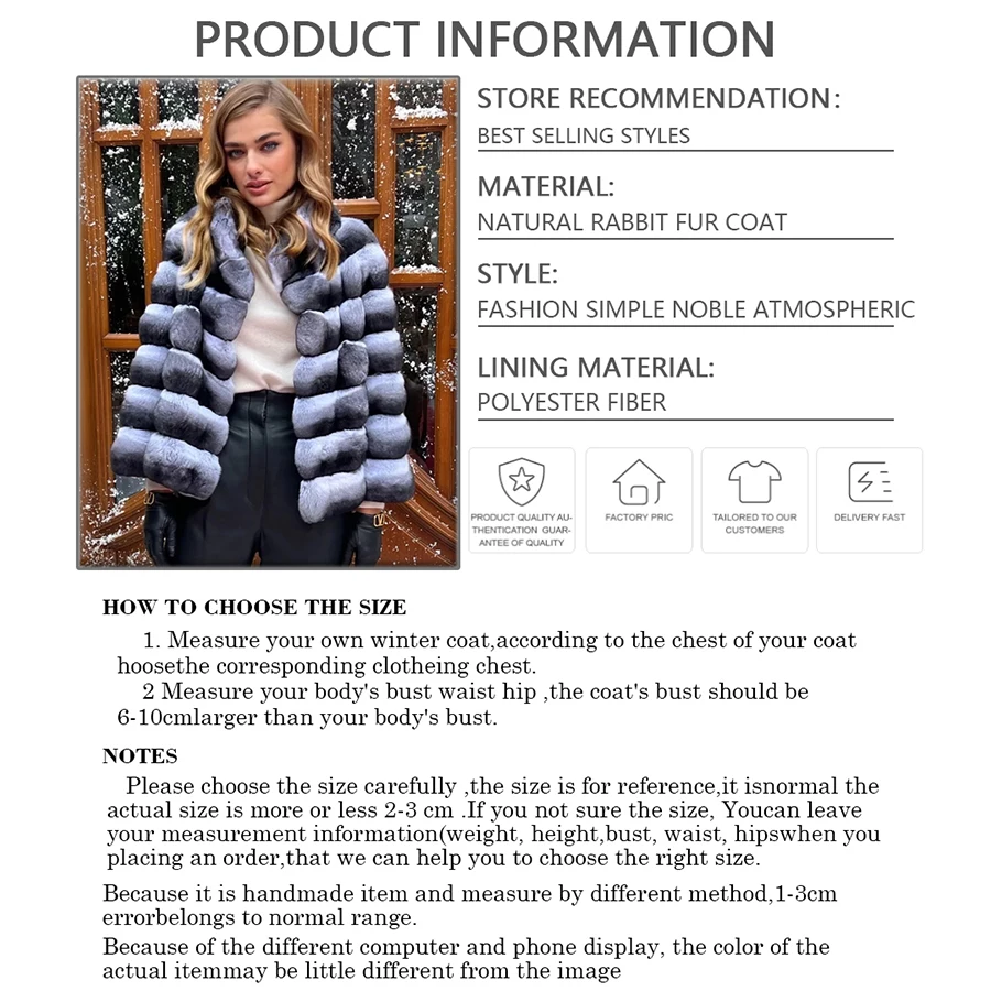 Chinchilla Fur Coat Women Winter Real Jacket For Women Real Rex Rabbit Fur Short Fur Coat