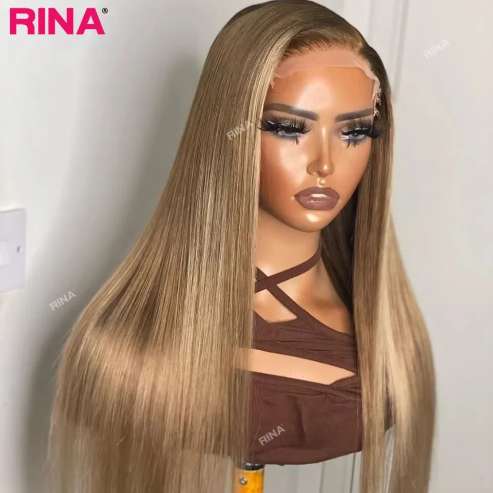 Ombre Blonde 13X6 13X4 Transparant Kant Frontale Pruik Recht Blond met 1B Wortels Pruik Echt haar Kanten Voorkant Pruik 5X5 Sluiting Pruik