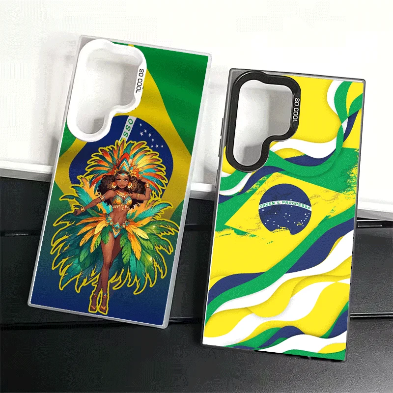 

Brazil Brazilian Flag Soft Phone Case for Samsung Galaxy S24 S25 FE S26 Edge S23 Ultra S22 Plus S21 + Shockproof Cover Back Shel