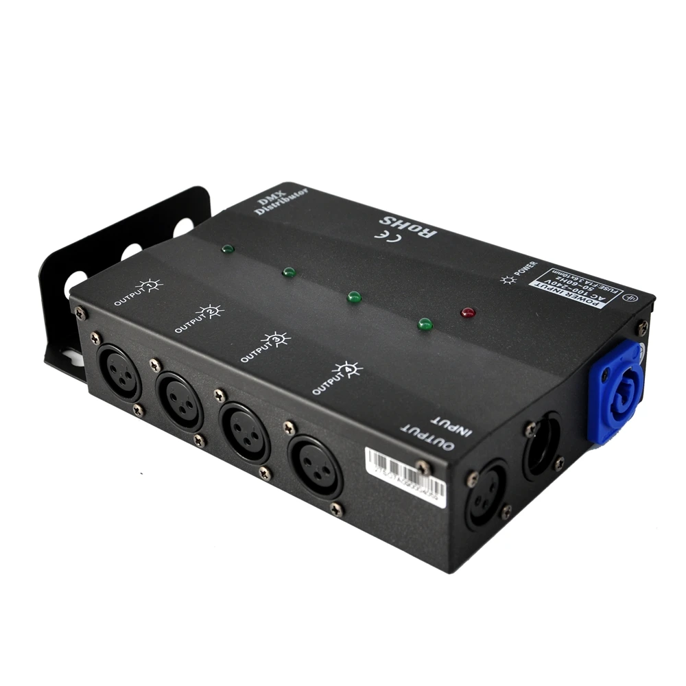 Multiple Installation Methods 4 Channels DMX Distributor,Wide Input Power Supply for All Stage Light,3Pins or 5Pins to Choose