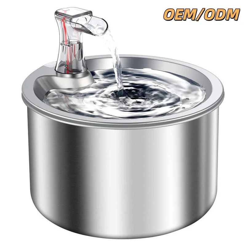 2L Stainless Steel Automatic Pet Water Fountain with Filter Quiet Pump Eco-friendly IPX5 Waterproof Cat Dog Fresh Water Bowl Dis