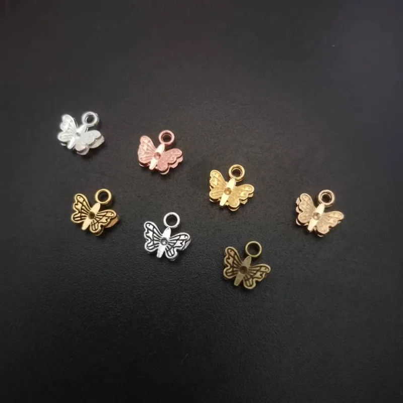 40pcs 9x9mm Alloy Butterfly Charm Pendant For Jewelry Making