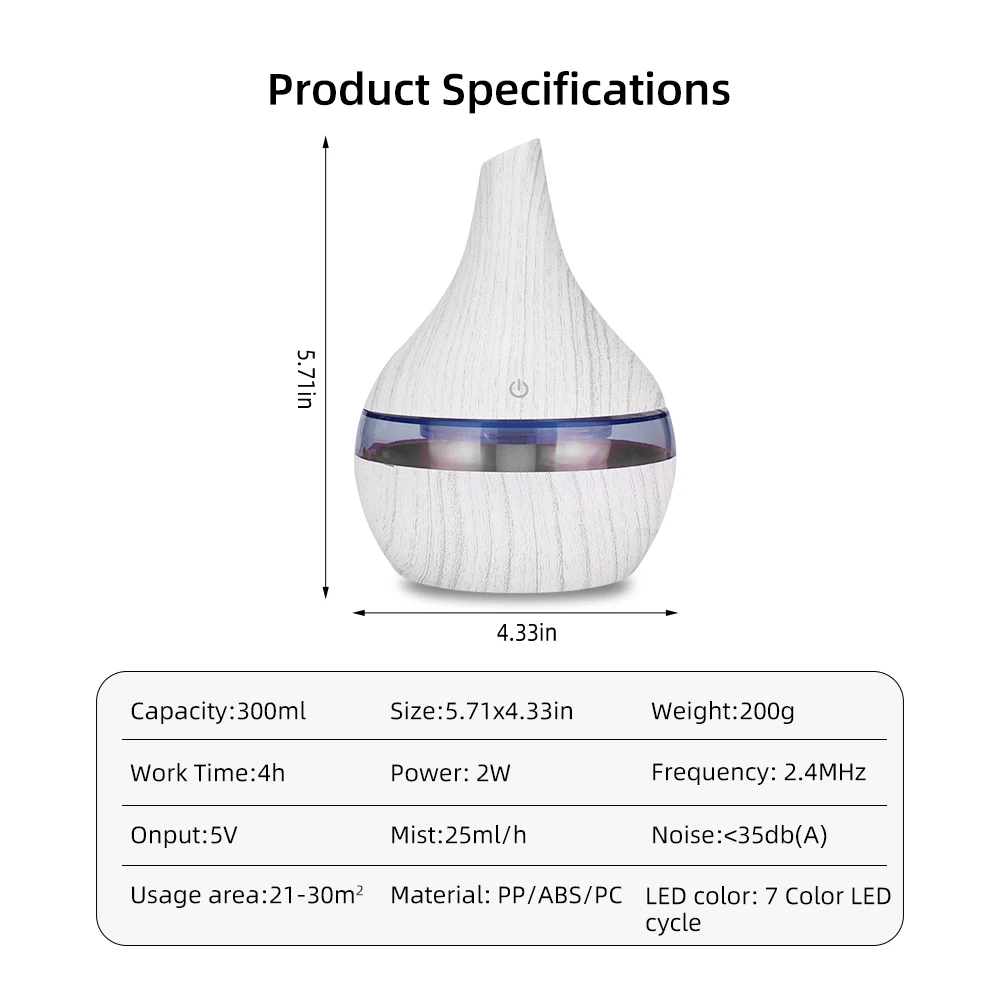 Compact 10.14oz USB Portable Air Humidifier & Essential Oil Diffuser, Mini Touch Aromatherapy for Home, Office, Travel, Quiet Op