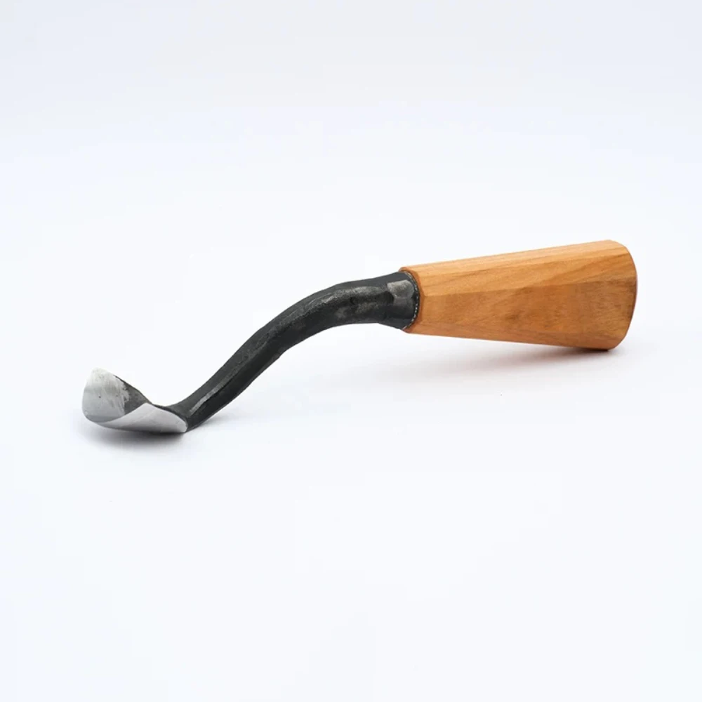 Wood Carving Gouge – Curved Gooseneck Spoon Carving Chisel, Semi-Circular Bent Scraper with Cherry Wood Handle