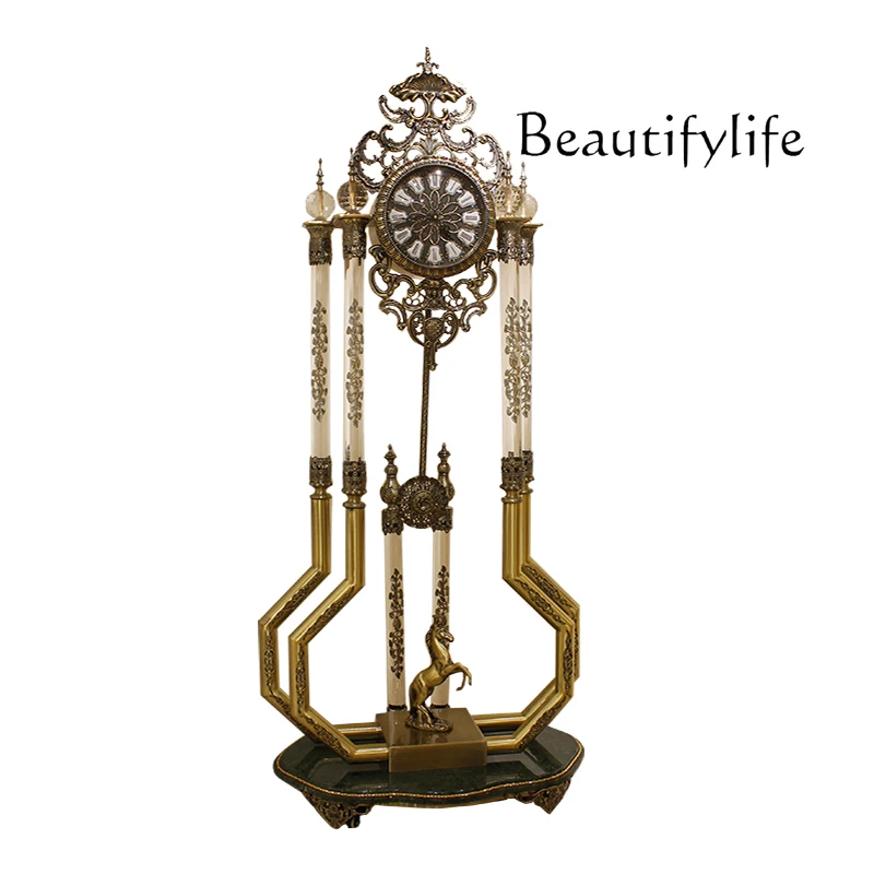 

Living room postmodern floor-to-ceiling large clock, high-end villa copper imported movement, atmospheric vertical clock