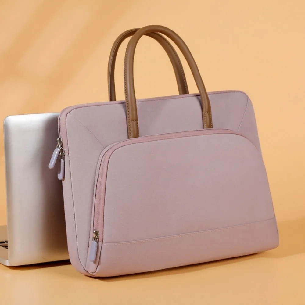 Mit Griff, tragbare Laptoptaschen, leichte, ultradünne Laptoptasche, Doppelreißverschluss, weiches Material, Notebook-Hülle, für den Bürogebrauch – Detail 9