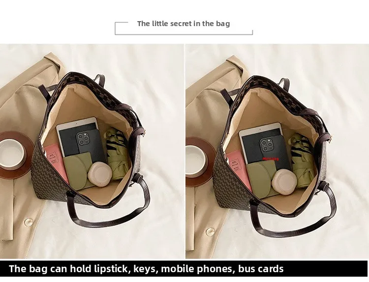 Große Kapazität Pendler-Tragetaschen Modische bedruckte Pu-Leder-Handtasche für Frauen College-Studenten Klasse Handtaschen Schultertasche – Detail 2