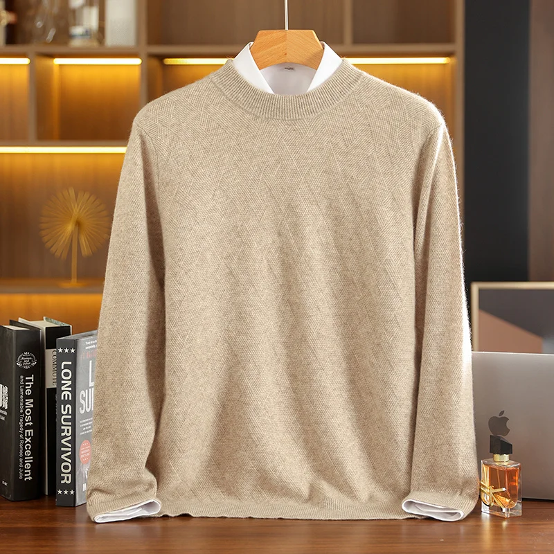 2025 nuevo suéter de cachemira para hombre Otoño Invierno 100% suéter cálido de cachemira suave y cómodo jersey de punto camisa Base