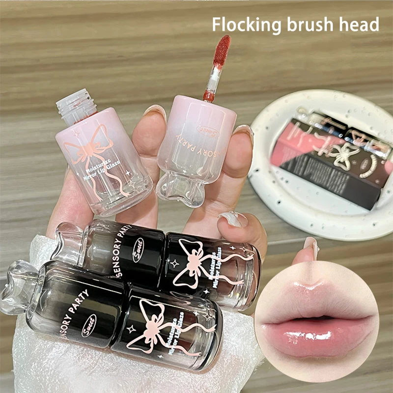 Schmetterlings-Wasser-Licht-Lipgloss, langlebig, klar, feuchtigkeitsspendend, Spiegelgelee, rot, rosa, pfirsichfarben, antihaftbeschichtet, flüssiger Lippenstift, Make-up