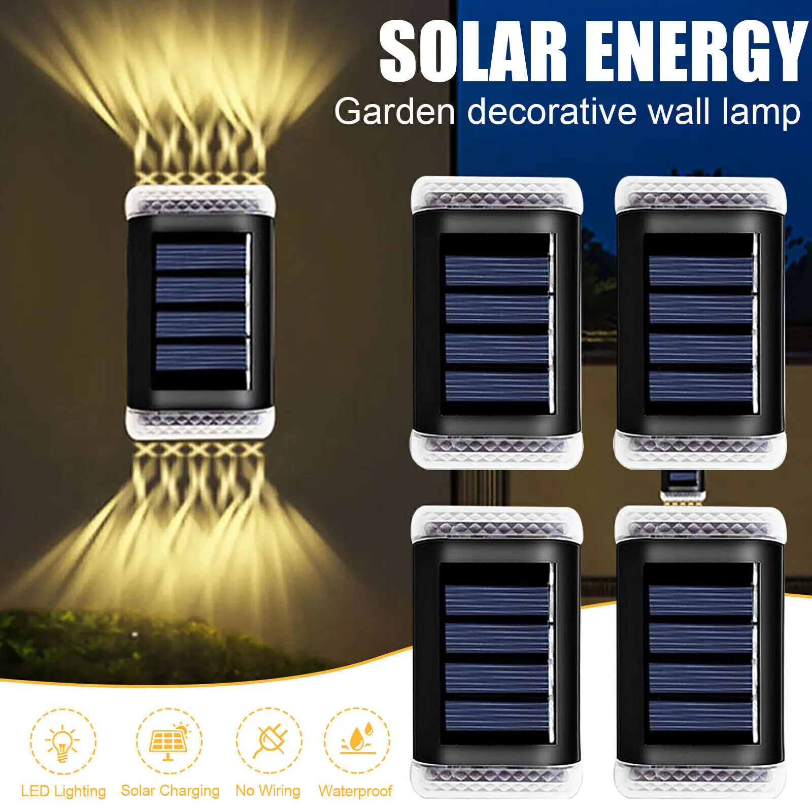Lampada da parete solare luci solari impermeabili per esterni luci solari a Led per esterni lampada da esterno per la decorazione del balcone del paesaggio della strada del giardino