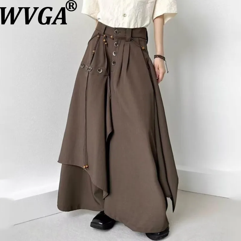 

WVGA Spring Summer New Men Tide Dark Personality Irregular Niche Chic Casual Yamamoto Skirt Pants Wide Leg Streetwear Ins W16766