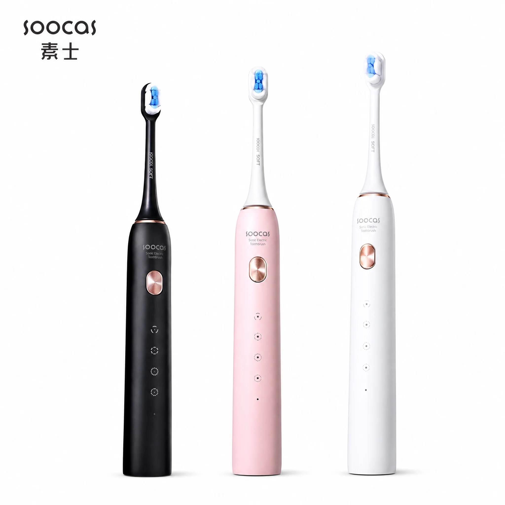 SOOCAS X3S Smart Sonic Electric Toothbrush IPX8 Waterproof 180-Day Battery Soft Cloud 2 Heads