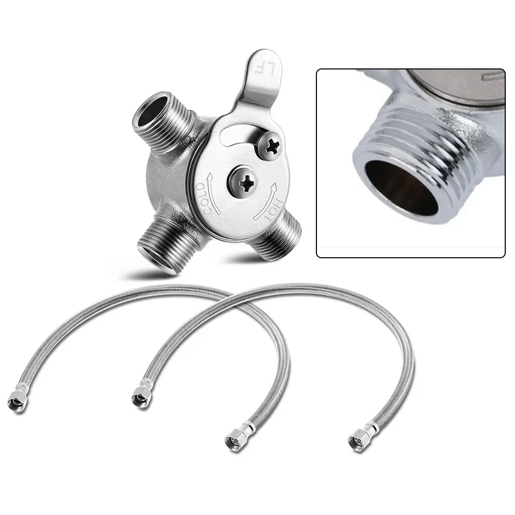 1pcs Manual Mixing Valve Cold And Hot Water Temperature Regulation Constant Temperature Mixing Valve With For Braided Tube