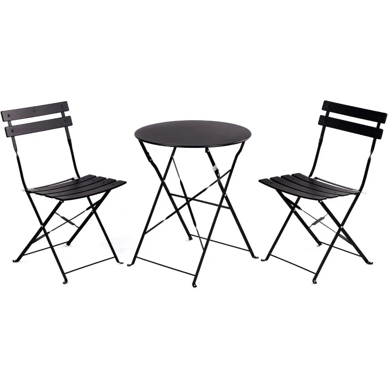 

Premium Frame Bistro Set, Folding OutdoorFurniture Sets, 3 Piece Set of Folding Table and Chairs,