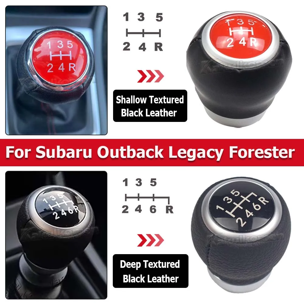 6-Gang-Leder-Schaltknauf für Subaru Outback, Legacy, Forester, Impreza, STI, WRX 2009-2018 – Detail 12
