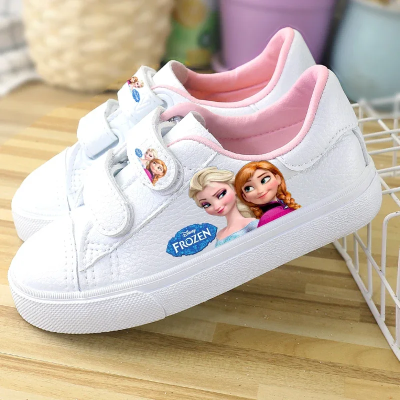 Disney children\'s shoes low-cut pu sneakers student Korean frozen elsa  single shoes female princess baby shoes