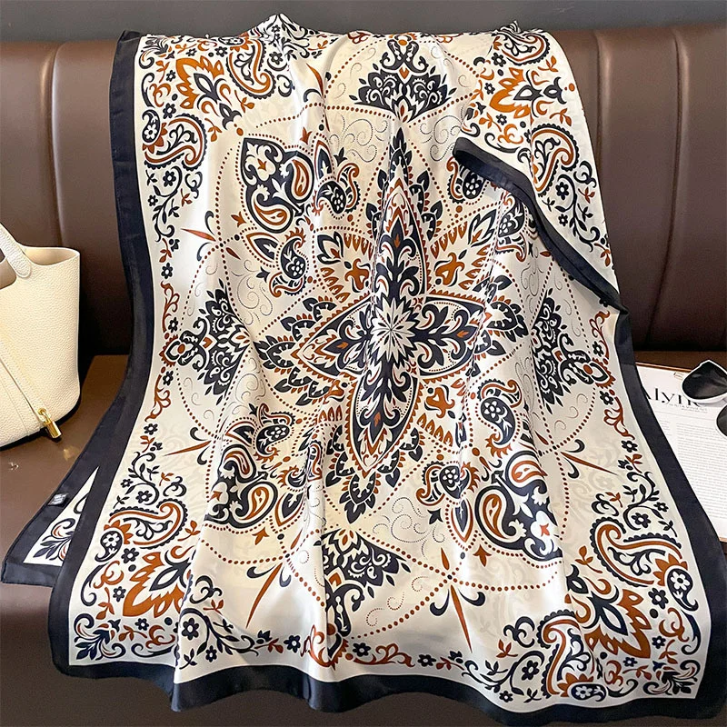 180*90cm Luxury Brand Women Summer Silk Scarves Shawl Lady Wrap Soft Female Europe Designer Beach Bandanna foulard muffler pareo