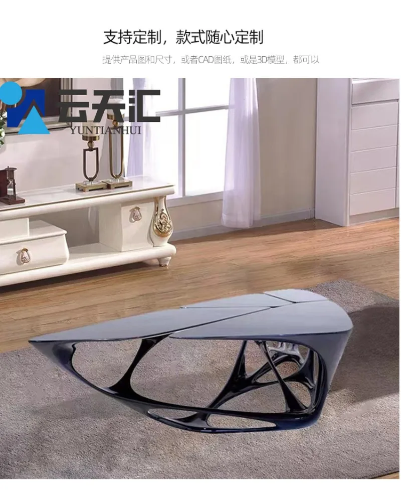 FRP hollow coffee table study side living room furniture hotel villa courtyard special-shaped tea table FRP material