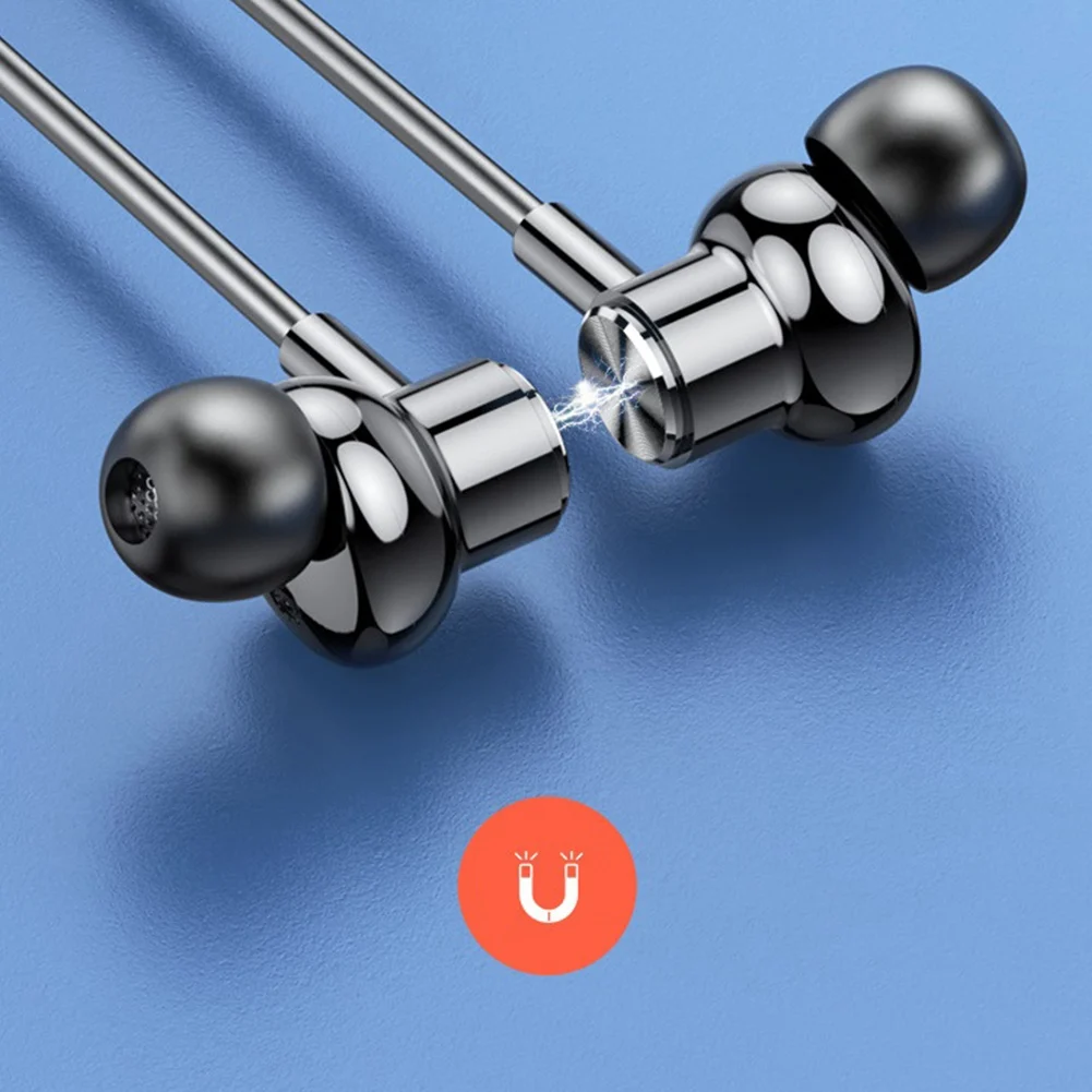 Auriculares con banda para el cuello Auriculares deportivos inalámbricos TWS Auriculares con absorción magnética Auriculares deportivos Bluetooth 5.0, Negro