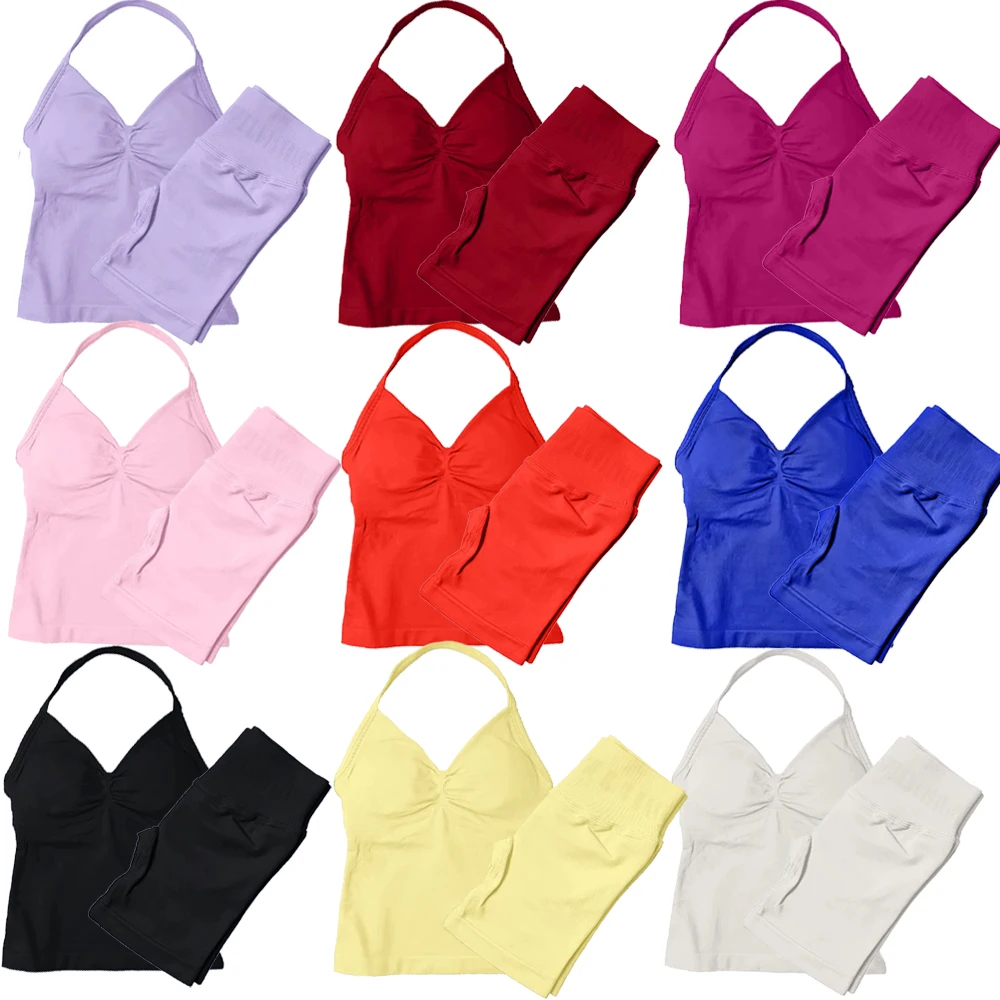 

Высококачественный женский комплект из 2 предметов для йоги, одежда для фитнеса и спортзала, спортивный бюстгальтер, ударные шорты, комплект для тренировок, комплект для фитнеса