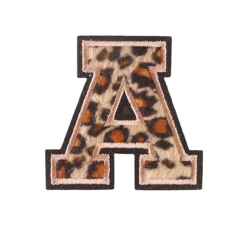 A~Z Englische Alphabet-Buchstaben-Abzeichen-Aufnäher, Leopardenmuster, Applikation, Stickerei, Aufkleber zum Aufbügeln für Kleidung, DIY-Namenskleidungsstück – Detail 10