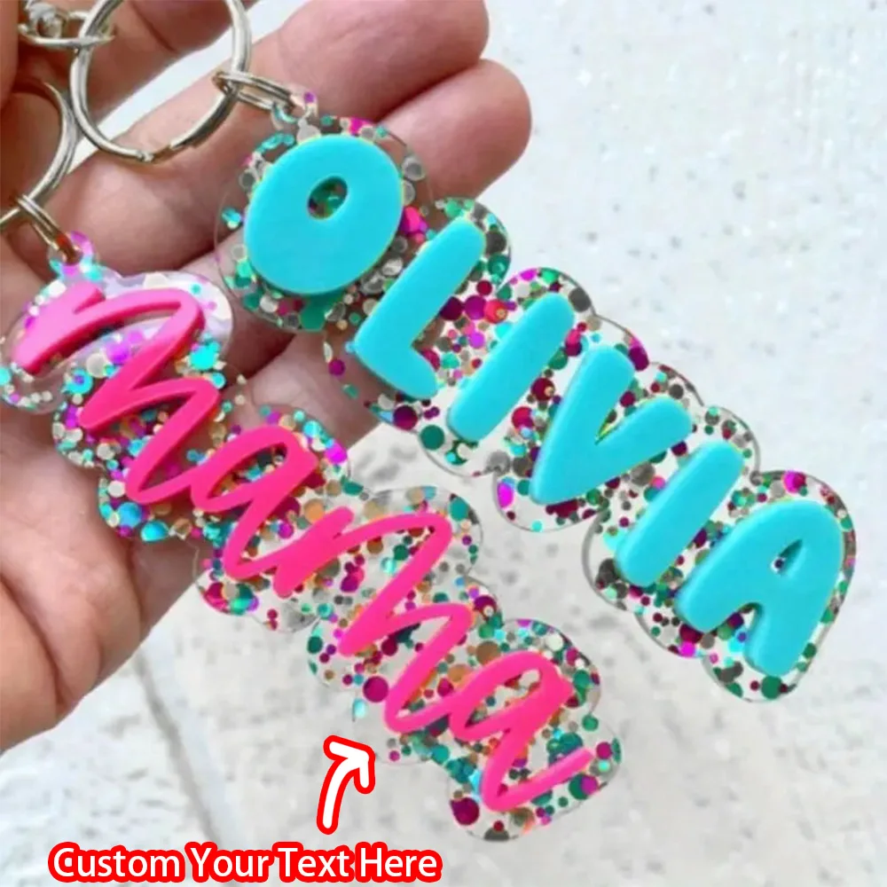 Customized personalized name keychains, acrylic name plates, backpack pendants, diaper bag labels, mother's gifts, Easter basket