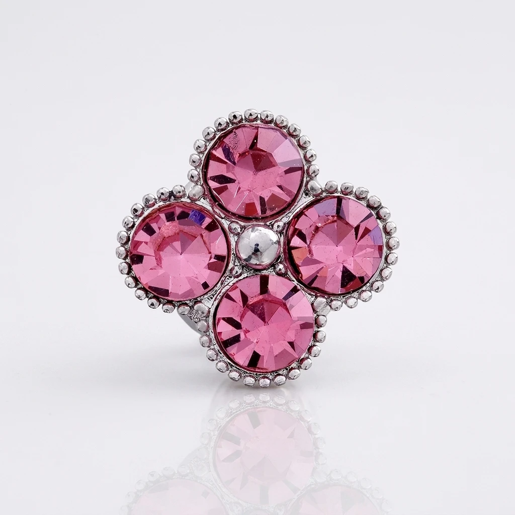 Crystal Four Leaf Clover Brooch Magnetic Closure Zinc Alloy Elegant Design for Women
