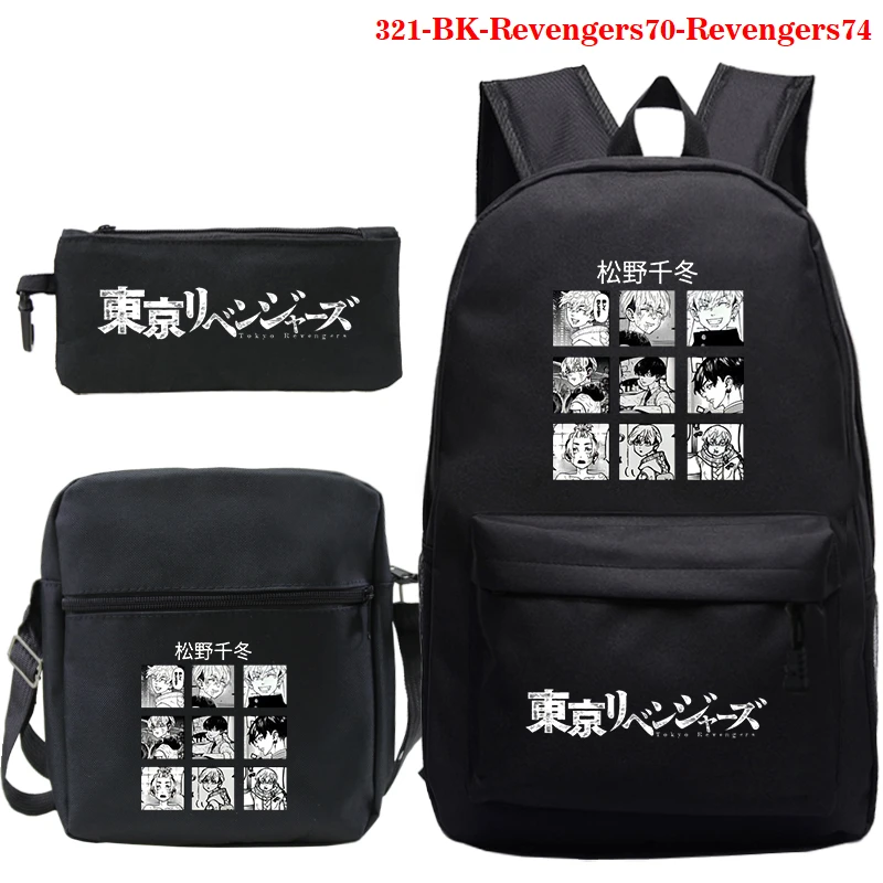 Mochila de Los Vengadores de Tokio, Mochila escolar para estudiantes, 3 unids/set, bolsos de hombro, bolsas de viaje con estampado de Los Vengadores de Tokio, bolsas de libros para hombres, Mochila