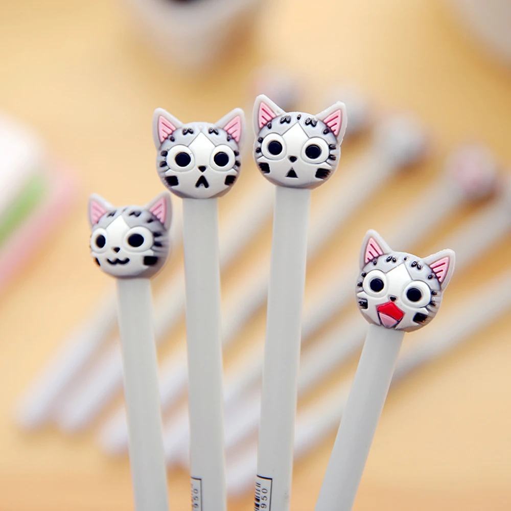 

4 Pcs Creative Kawaii Cat Gel Pen Cute Stationery Student Ball Pen Cartoon Office Signature Pen