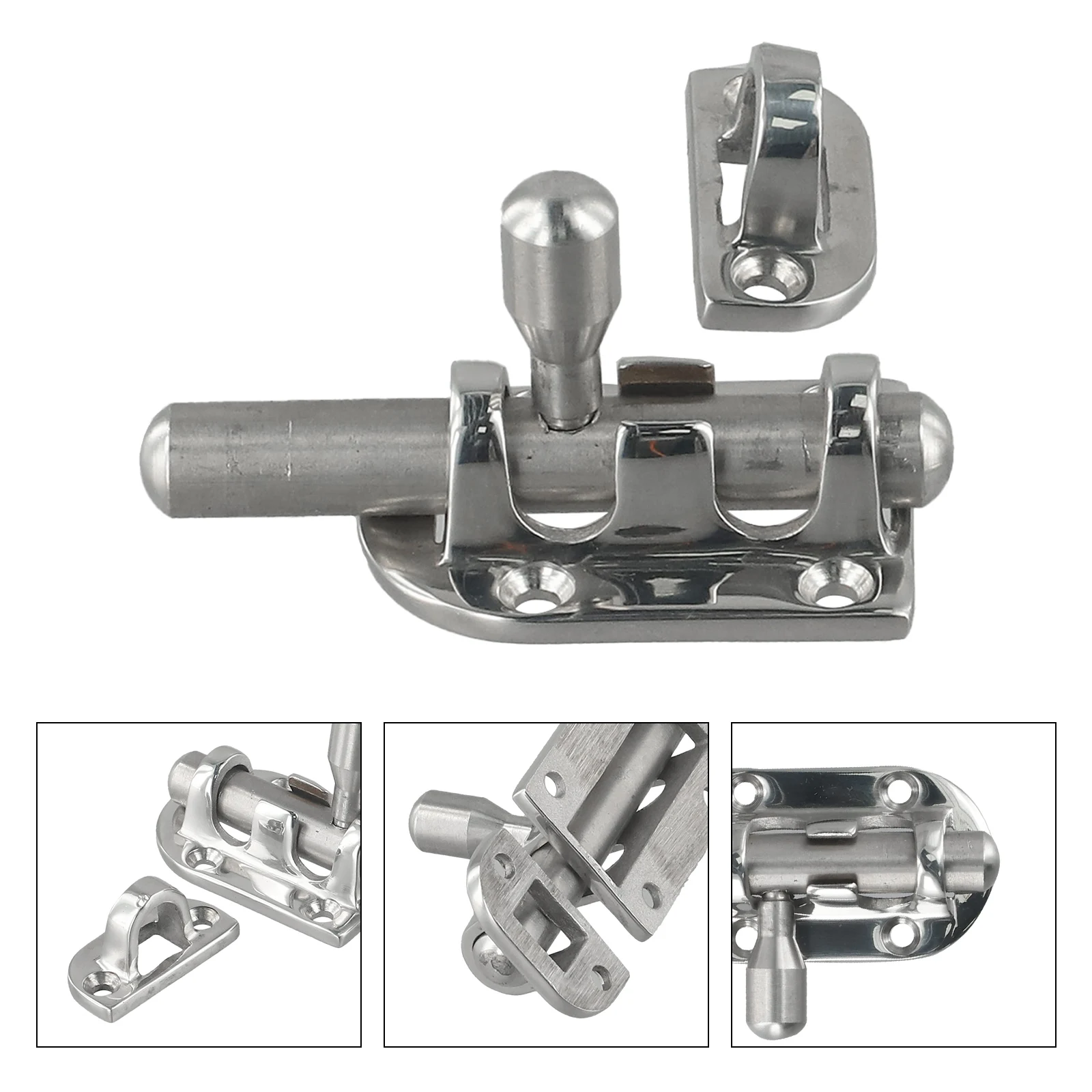 Boat Maintenance Marine Environment Silver Boat Door Lock Slide Bolt Latch Marine Polishing Finish Glass Lock Clasp