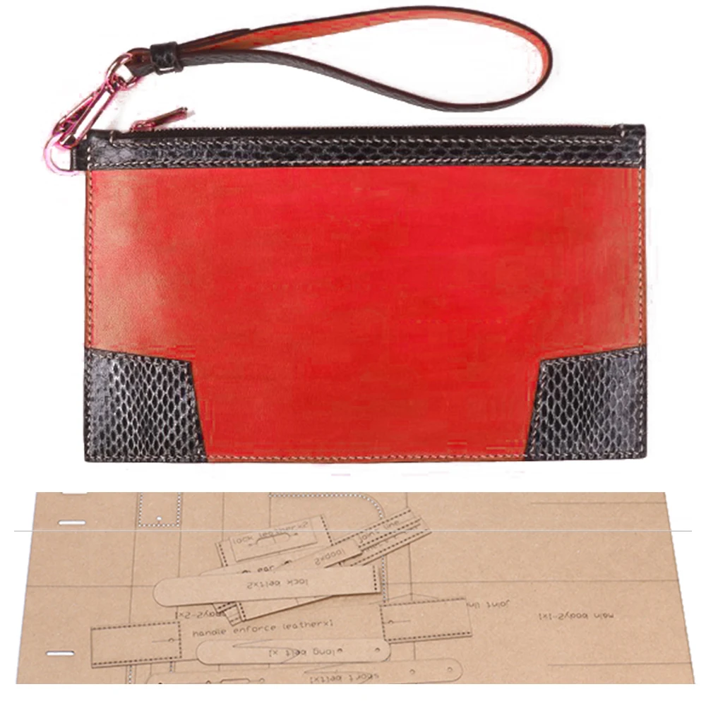 DIY-レザークラフトハンドバッグ,クラフト紙,縫製パターン,23.2x13.7cm