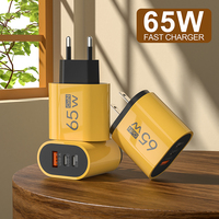 65W Fast Charger Yellow Oval Dual PD+1USB Charger Power Adapter 12W Multi-port Charging Head For Huawei Apple Xiaomi NEW 2025