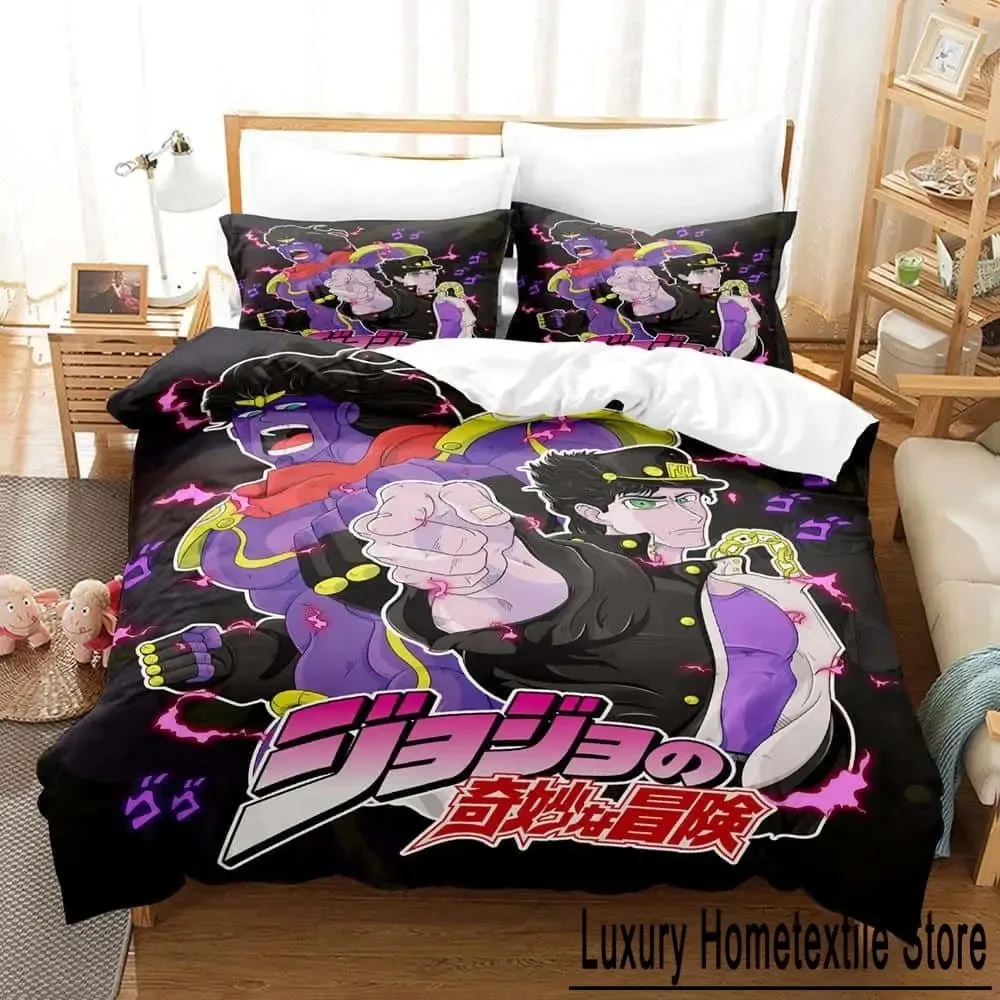 Fashion 3D Printed Cartoons JoJo's Bizarre Adventure three-piece Bedding Set Adult Kid Bedroom Duvet cover Sets Home Textiles